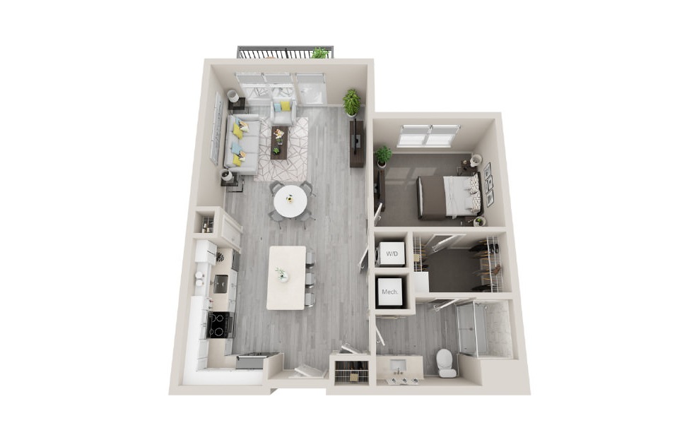 A10 - 3D 1 Bed & 1 Bath Floor Plan At Aventon Crown Apartments