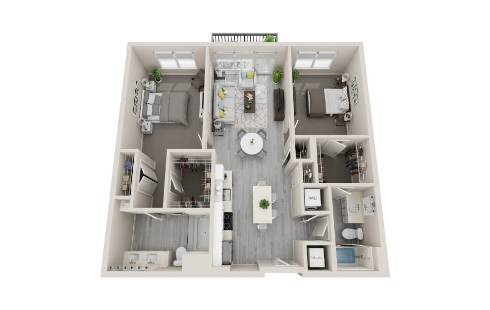 D03 - 3D 2 Bed & 2 Bath Floor Plan At Aventon Crown Apartments